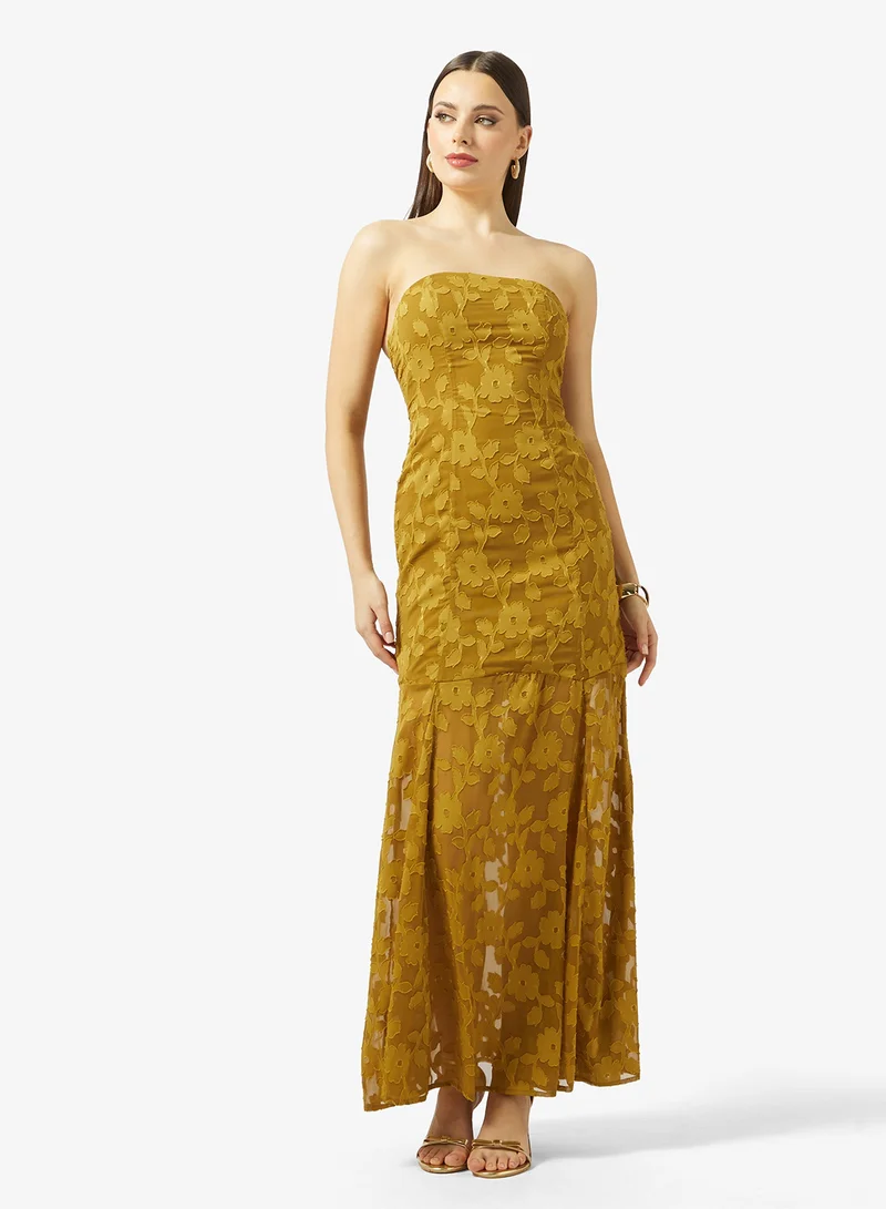 Anaya With Love Bandeau  Sheer Hem Maxi Dress